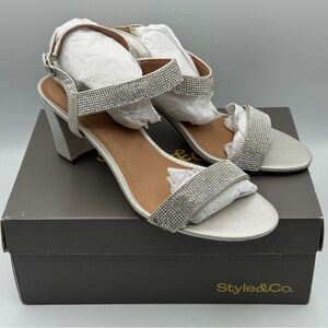 Style & Co Silver Rhinestone Dress Sandals 9M